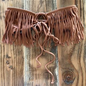 ACACIA Swimwear Fringe Bikini Top Medium